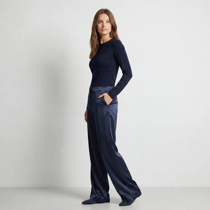 Spodnie satynowe – wide leg