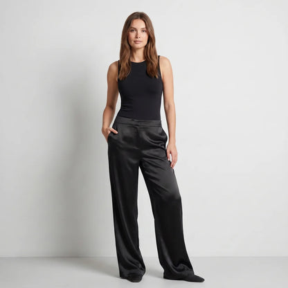 Spodnie satynowe – wide leg