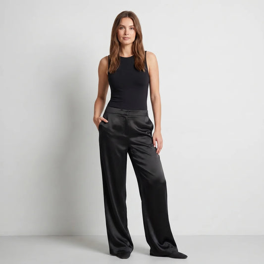 Spodnie satynowe – wide leg