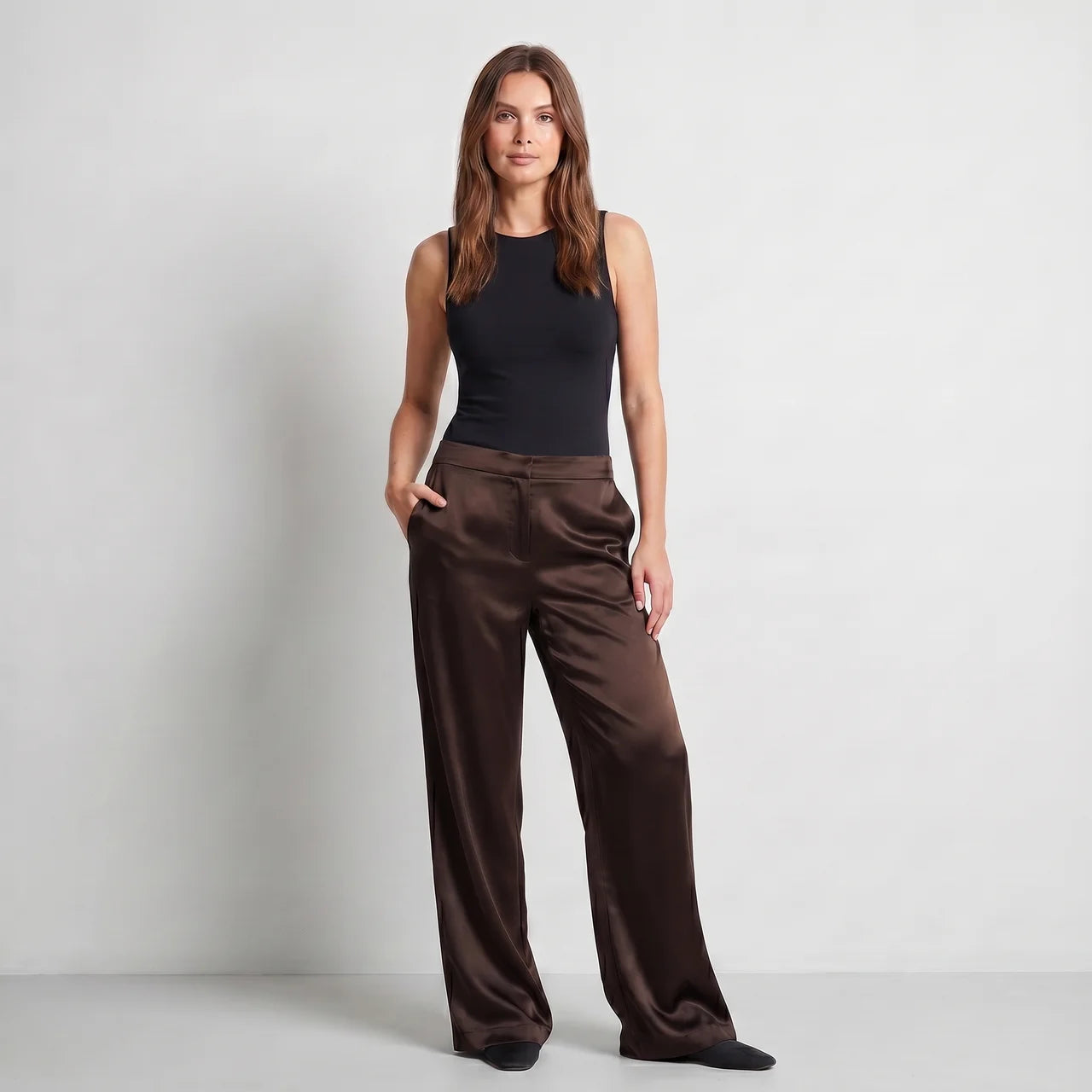 Spodnie satynowe – wide leg