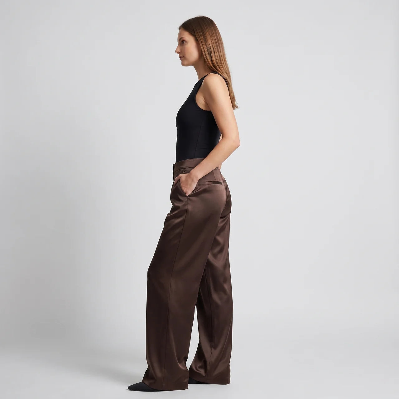 Spodnie satynowe – wide leg