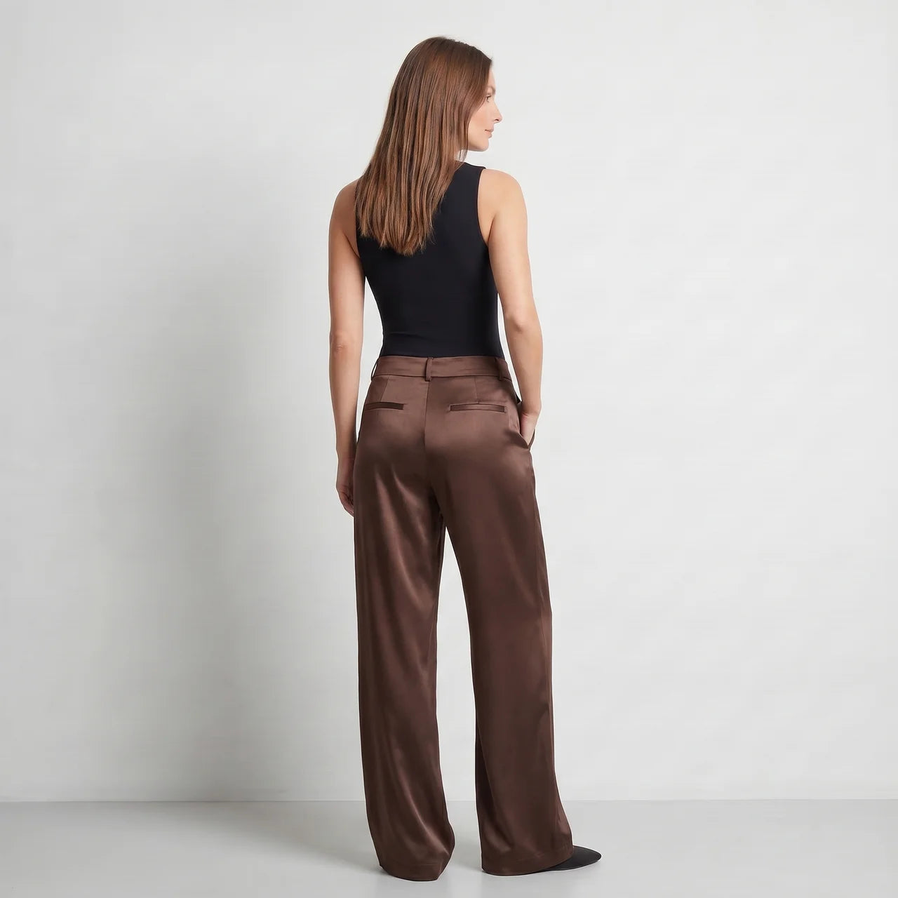 Spodnie satynowe – wide leg