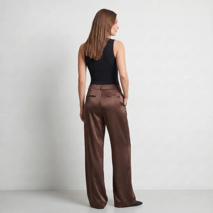 Spodnie satynowe – wide leg