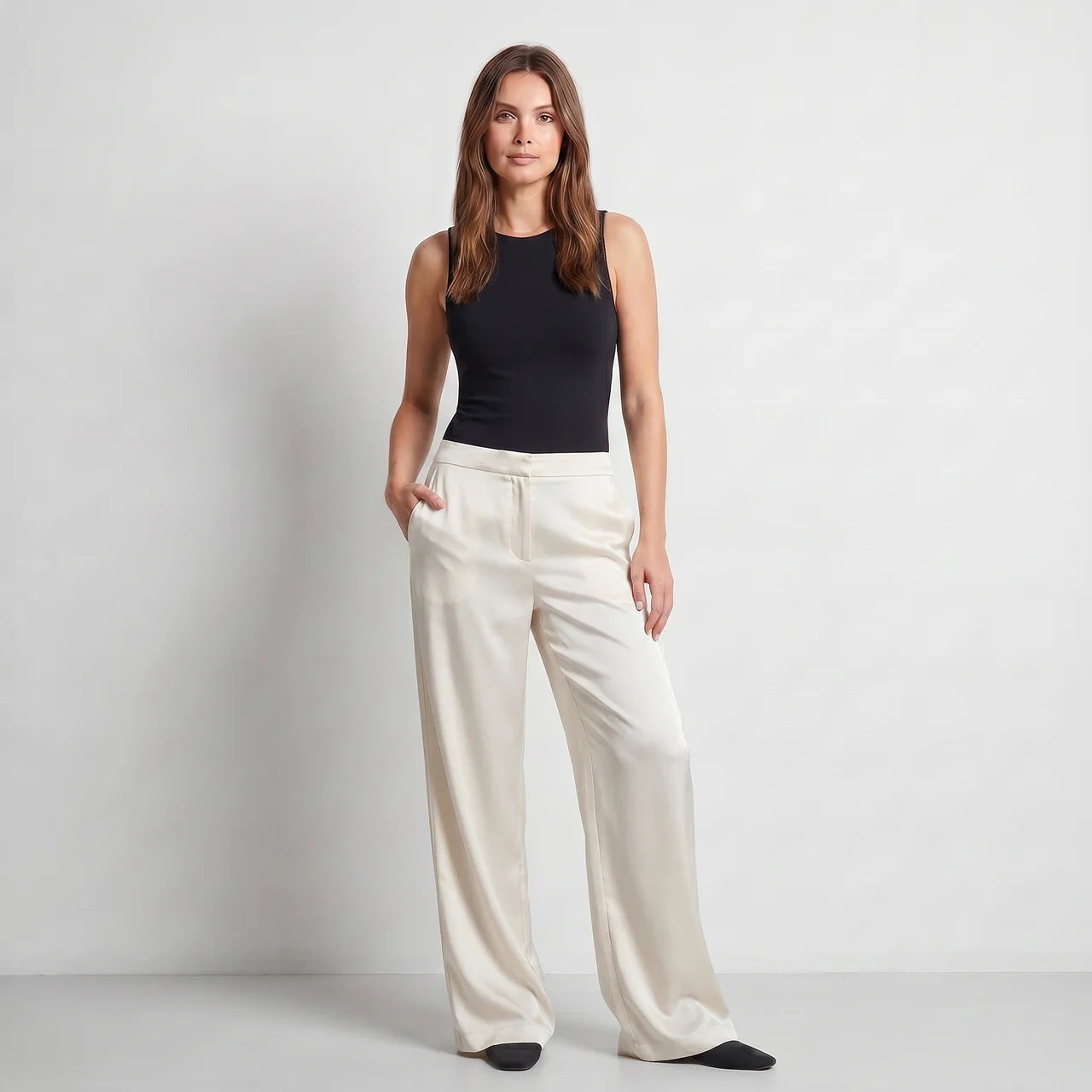 Spodnie satynowe – wide leg